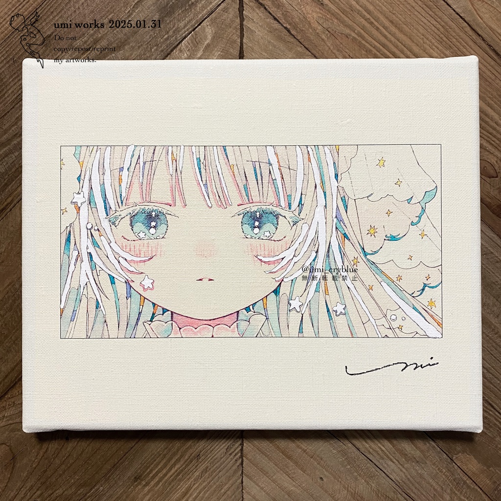 【準新作】Canvas print [星屑を秘める] (直筆サイン+ホワイト加筆+箱あり)