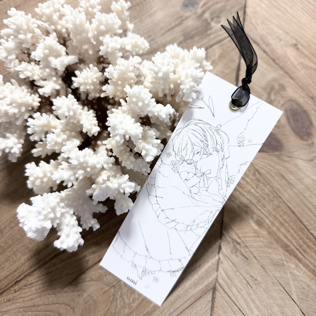 【在庫2点のみ】手製栞(ハトメ,リボン付き)