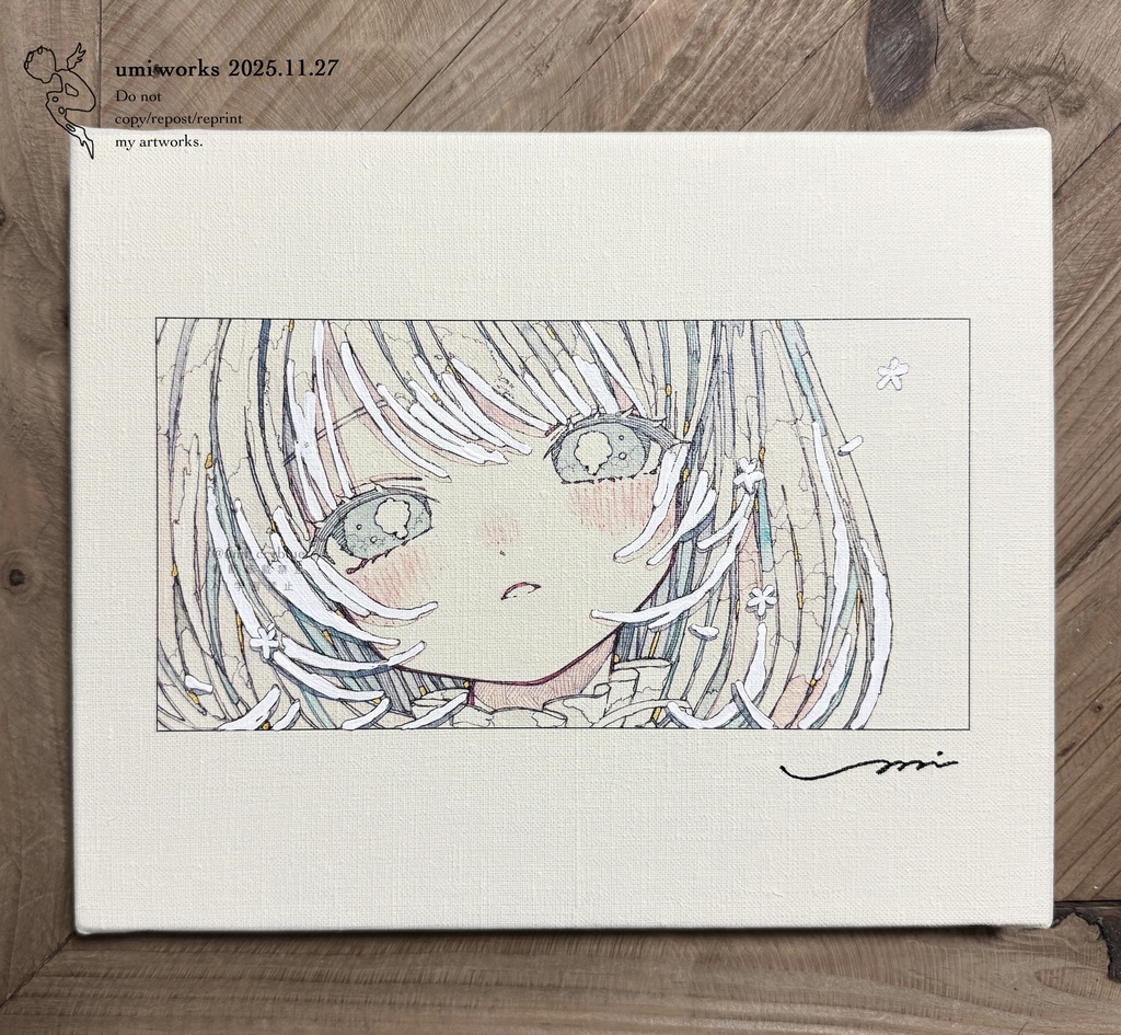 【新作】Canvas print [涼風を秘める] (直筆サイン+ホワイト加筆+箱あり)