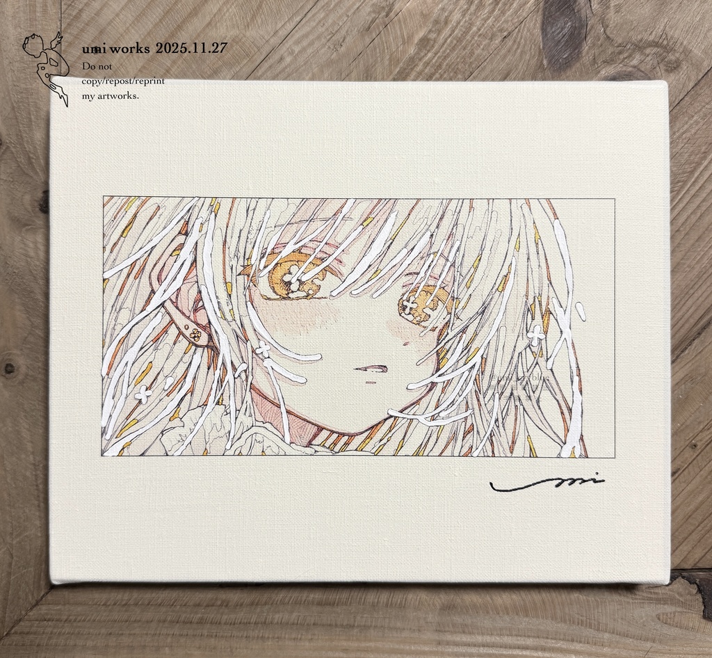 【新作】Canvas print [金木犀を秘める] (直筆サイン+ホワイト加筆+箱あり)