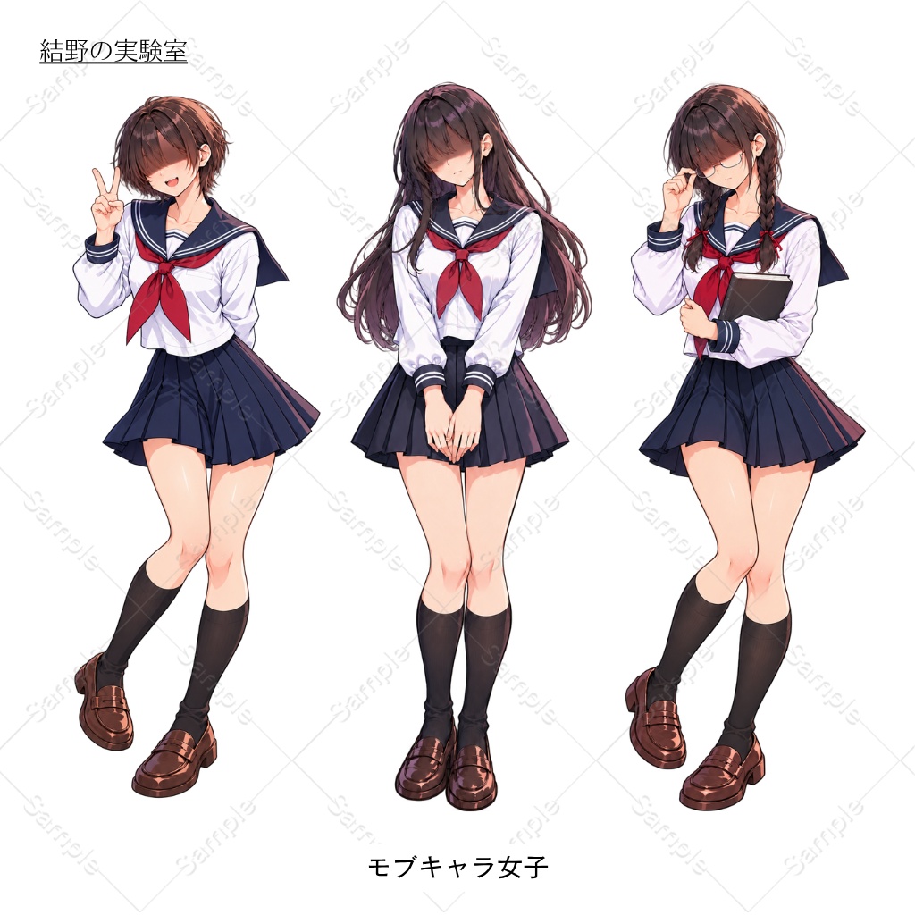 【立ち絵】モブキャラ_学生_男子_女子_全身|43