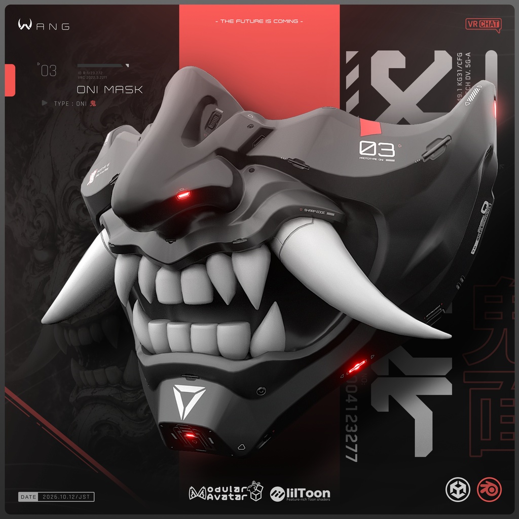 🎁【FREE~!!🔥無料配布~!!・マテリアルのみ】 ONI MASK・鬼面 🎃|カーボンマスク・サイバーパンク – Tactical Cyberpunk