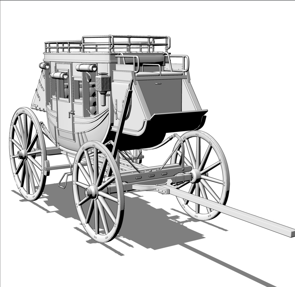 漫画用3D 駅馬車&M73ライフル付