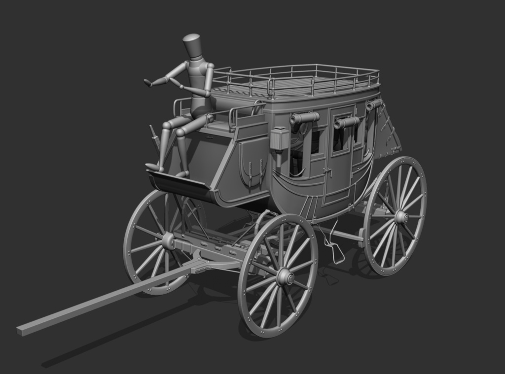 漫画用3D 駅馬車&M73ライフル付