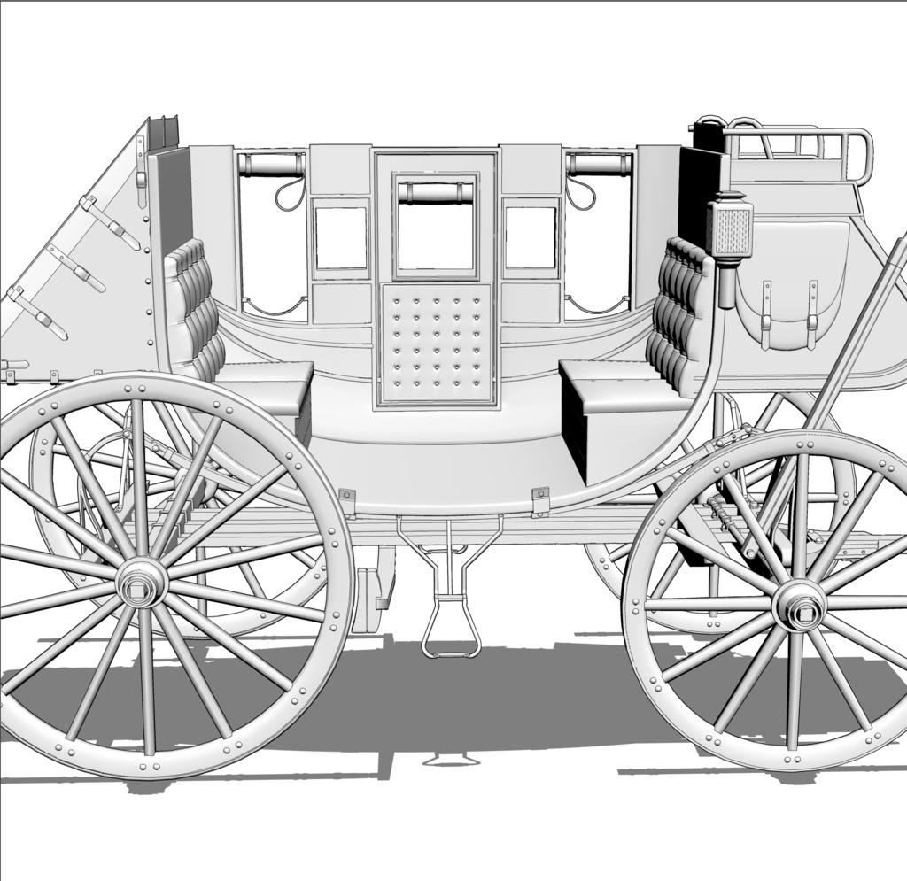 漫画用3D 駅馬車&M73ライフル付