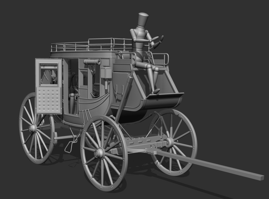 漫画用3D 駅馬車&M73ライフル付