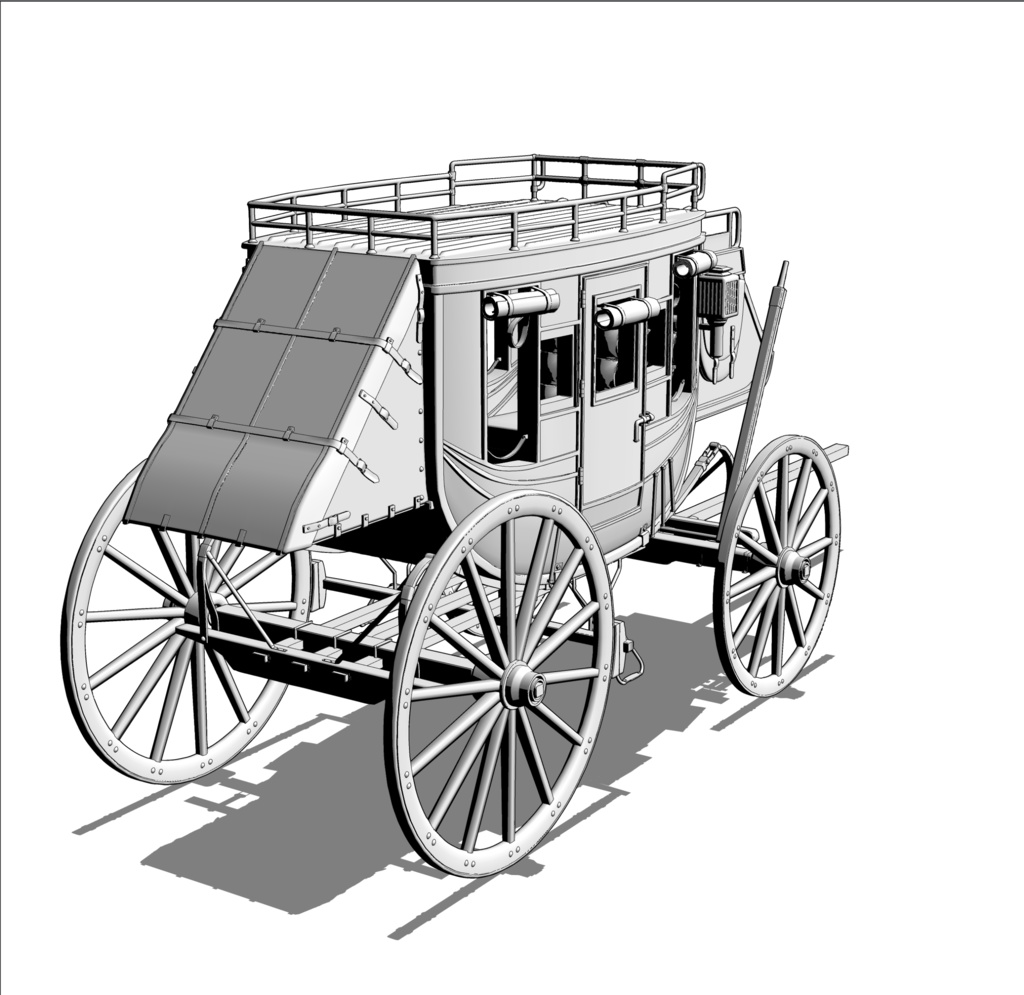 漫画用3D 駅馬車&M73ライフル付