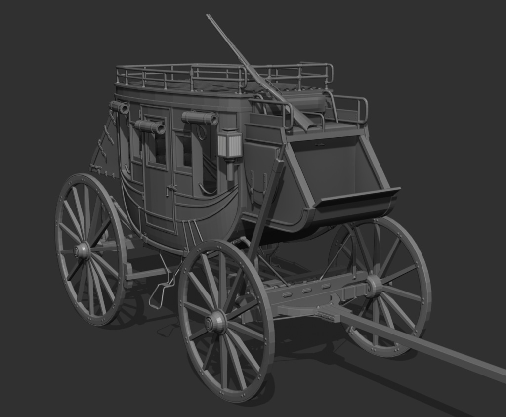 漫画用3D 駅馬車&M73ライフル付