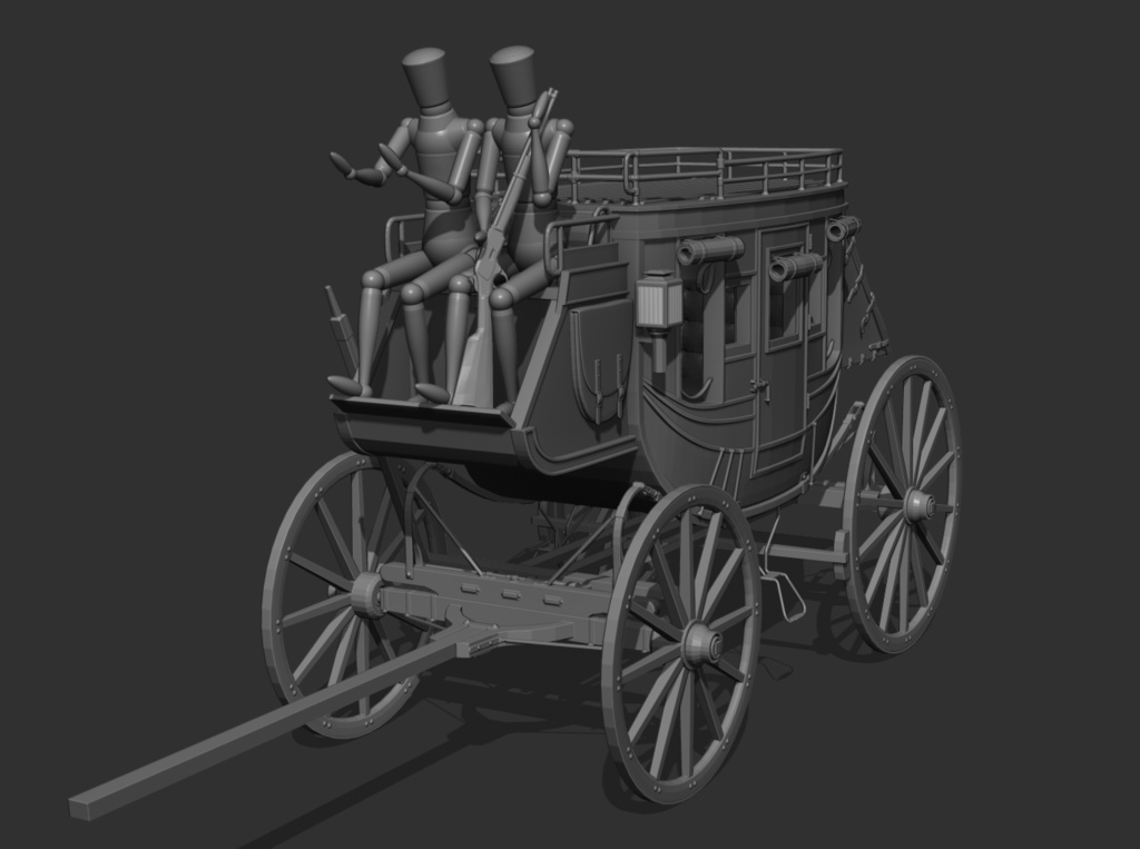漫画用3D 駅馬車&M73ライフル付