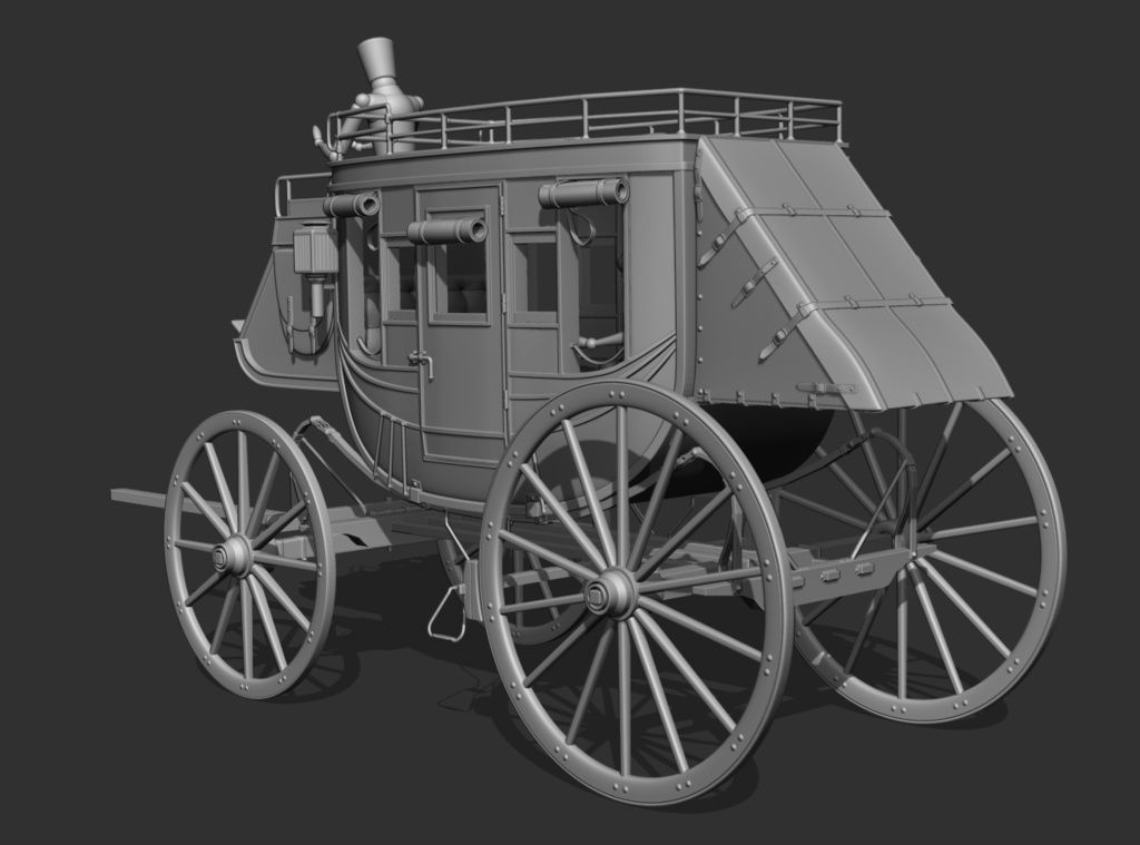 漫画用3D 駅馬車&M73ライフル付