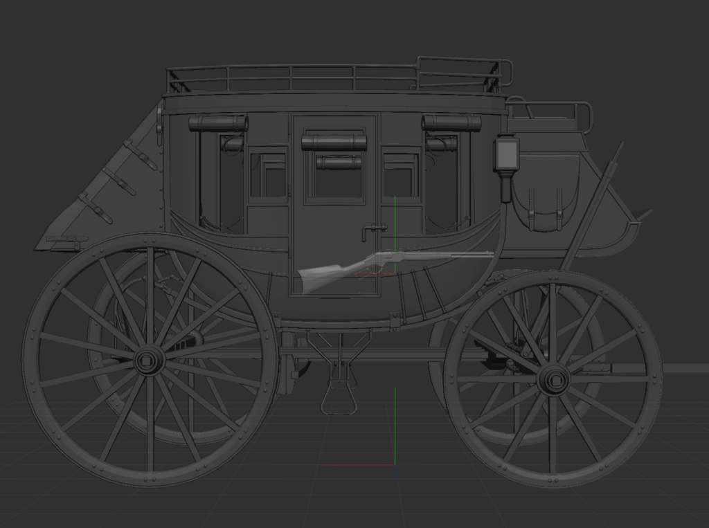 漫画用3D 駅馬車&M73ライフル付