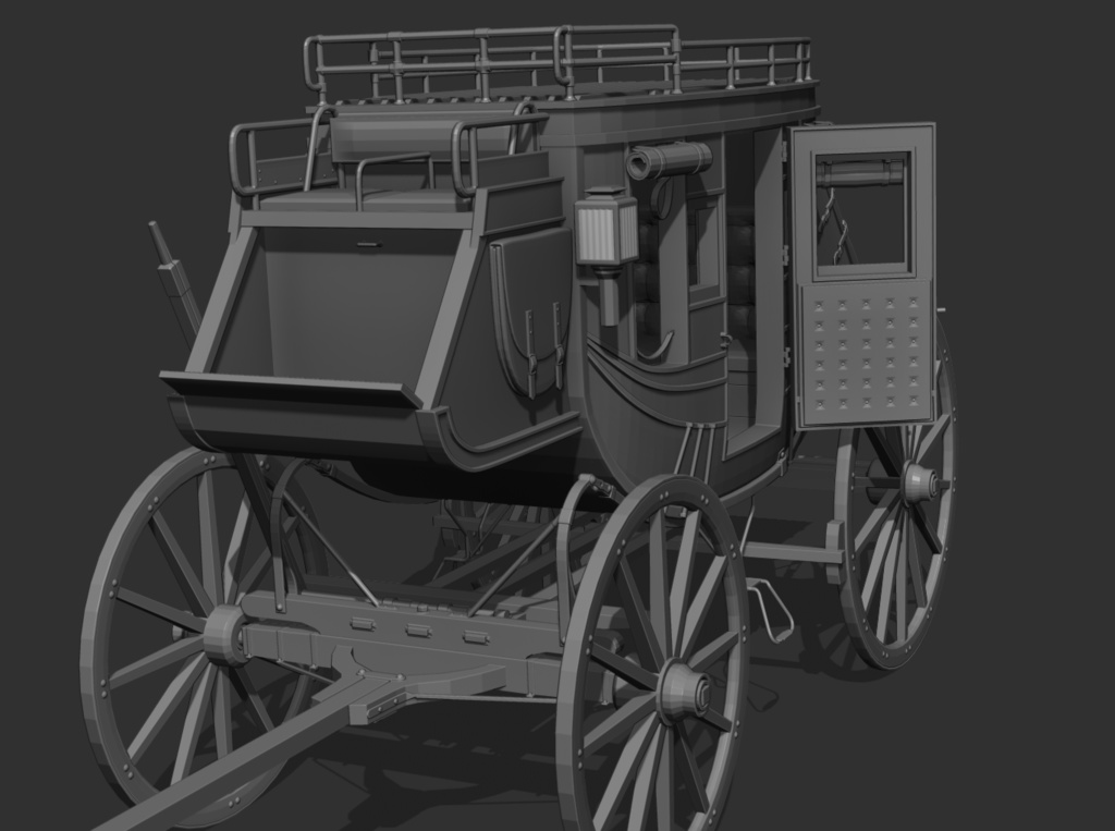 漫画用3D 駅馬車&M73ライフル付