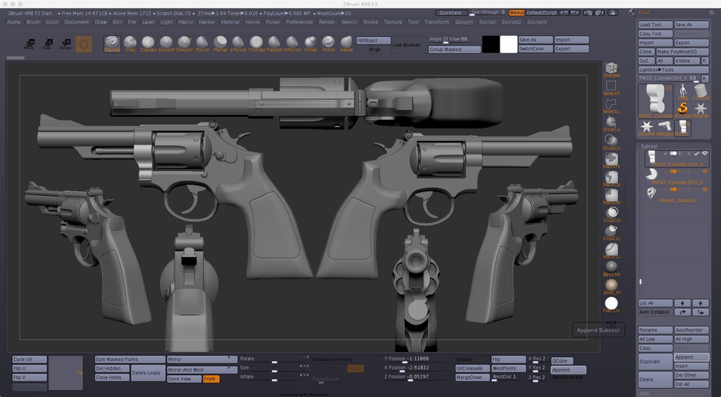 S&W M19リボルバー(Zbrush / ,ZTLデータ)