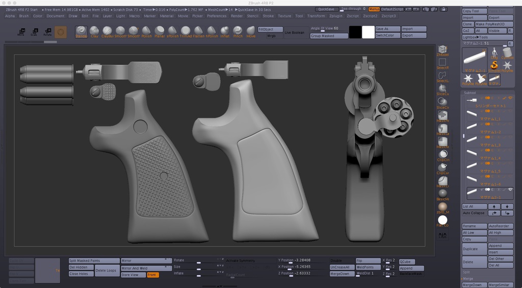 S&W M19リボルバー(Zbrush / ,ZTLデータ)