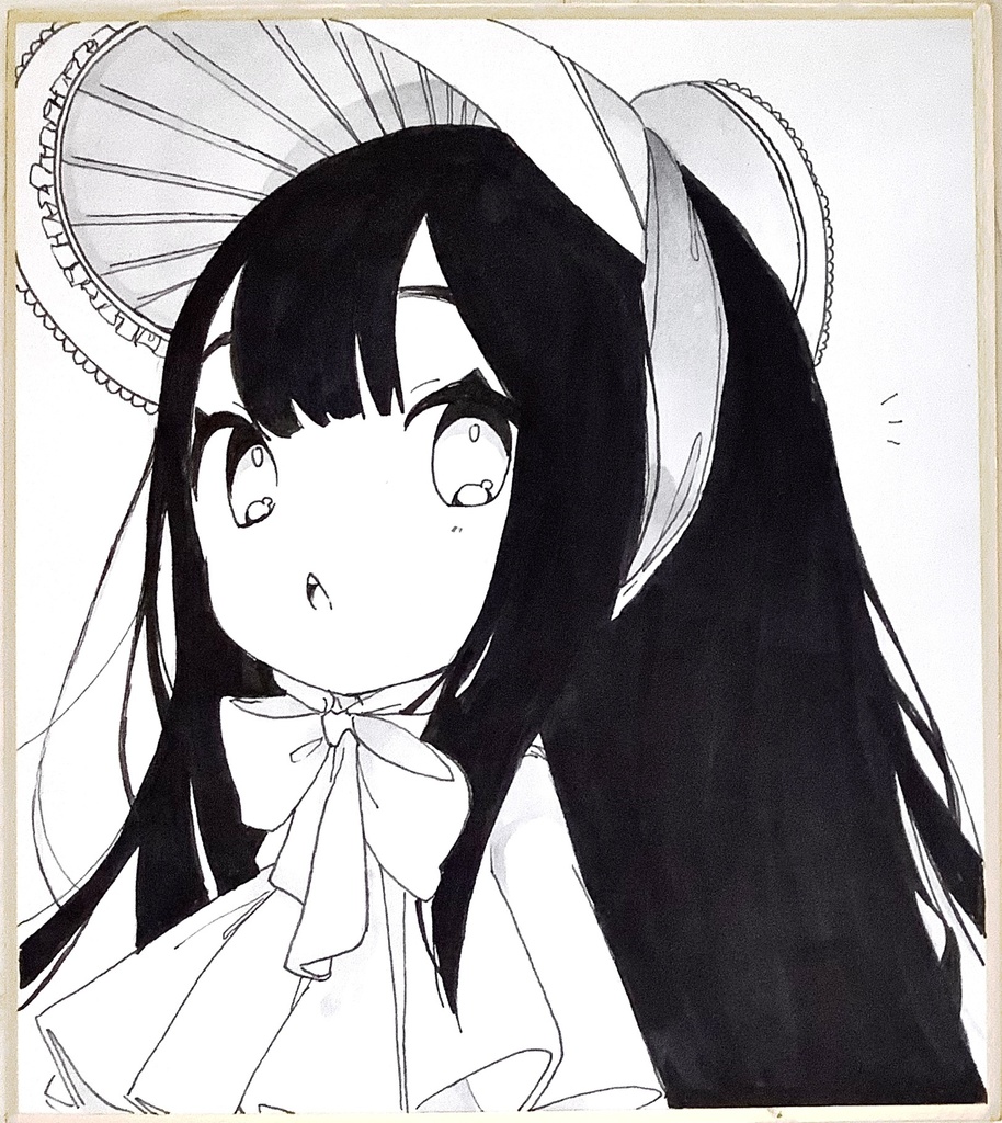 イラスト原画 創作女の子 ミニ色紙