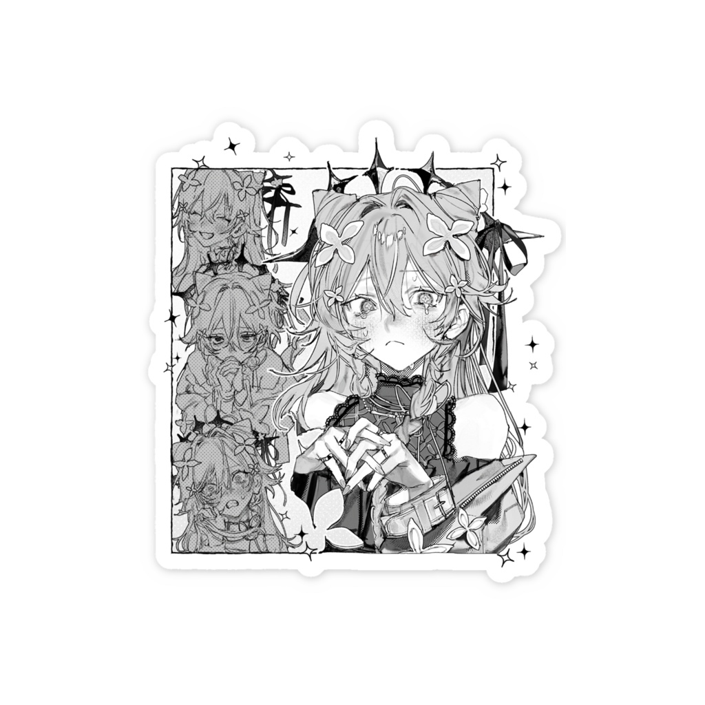 私服白黒ステッカー