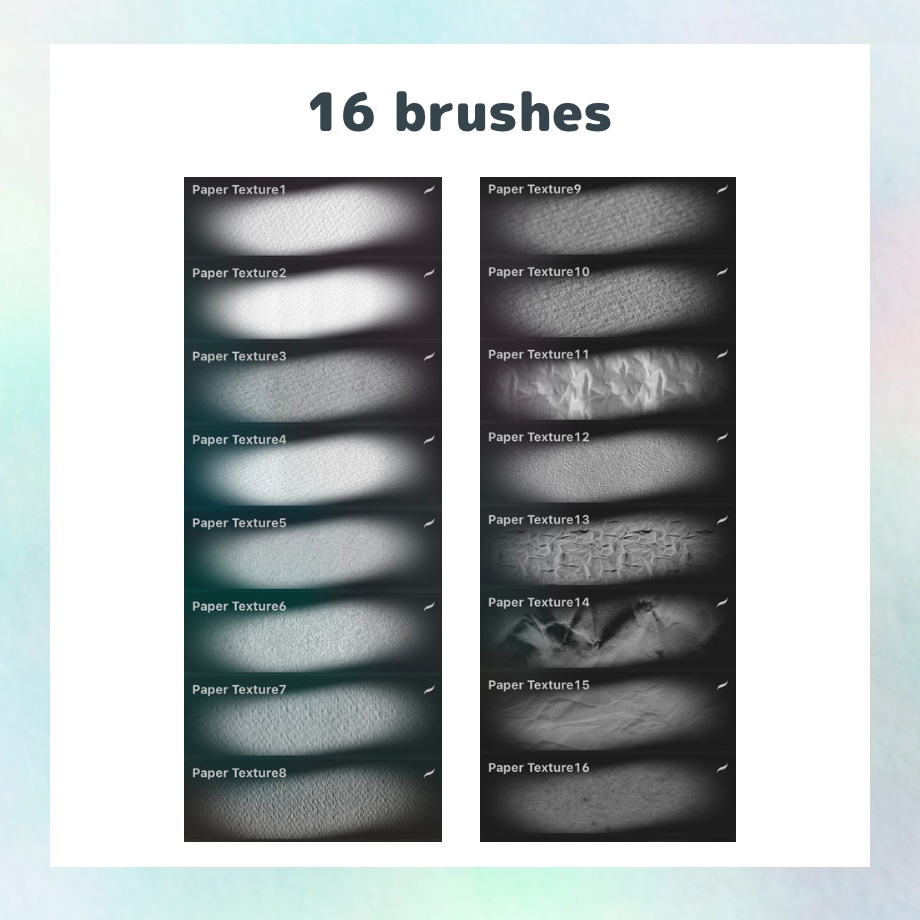 【procreate ブラシ】ペーパーテクスチャブラシ 16本セット paper texture brush