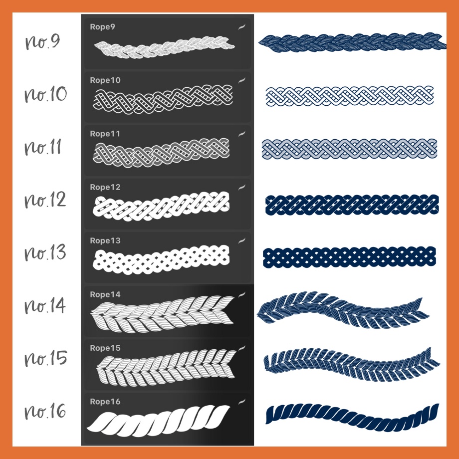 【procreateブラシ】ロープブラシ20本セット