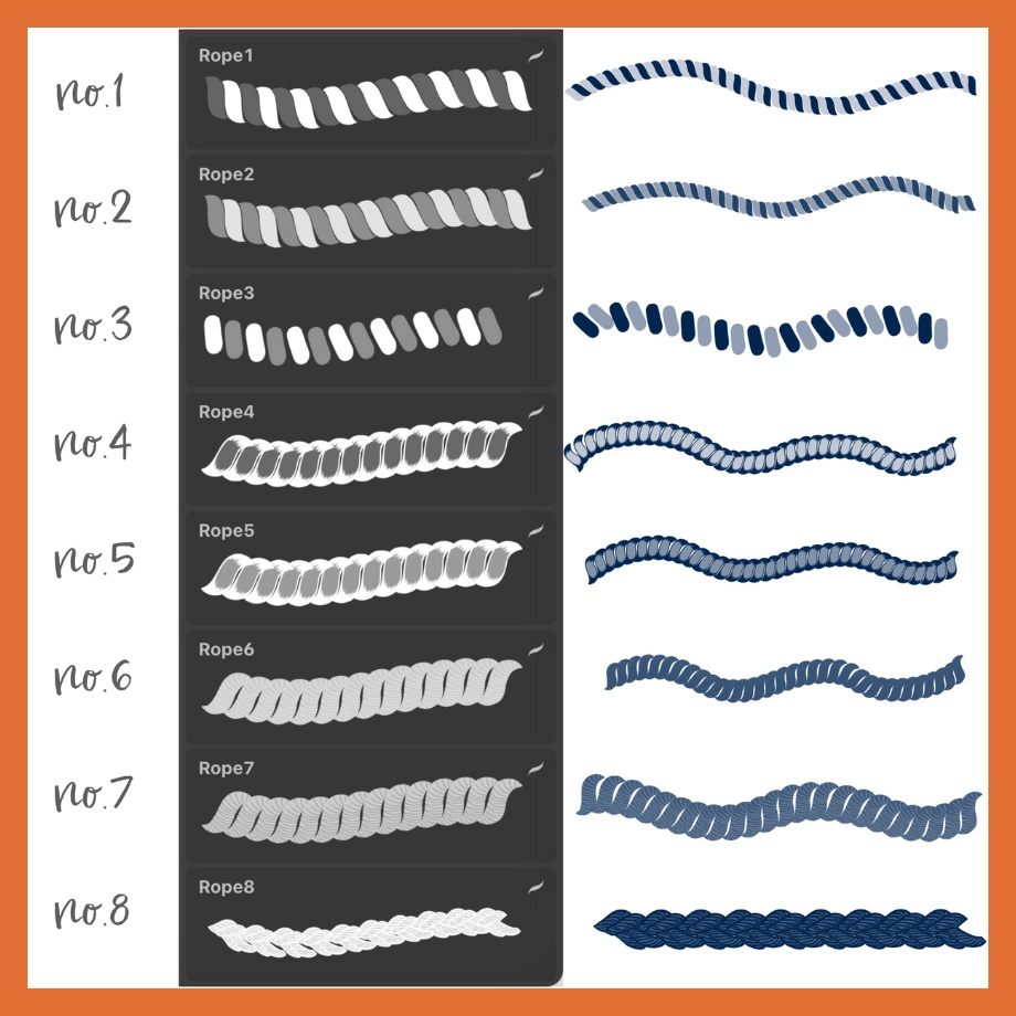 【procreateブラシ】ロープブラシ20本セット