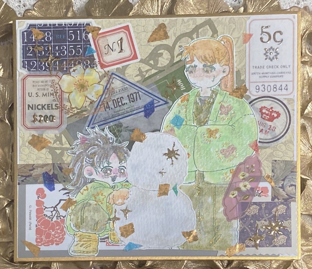 🥷🥚コラージュ色紙