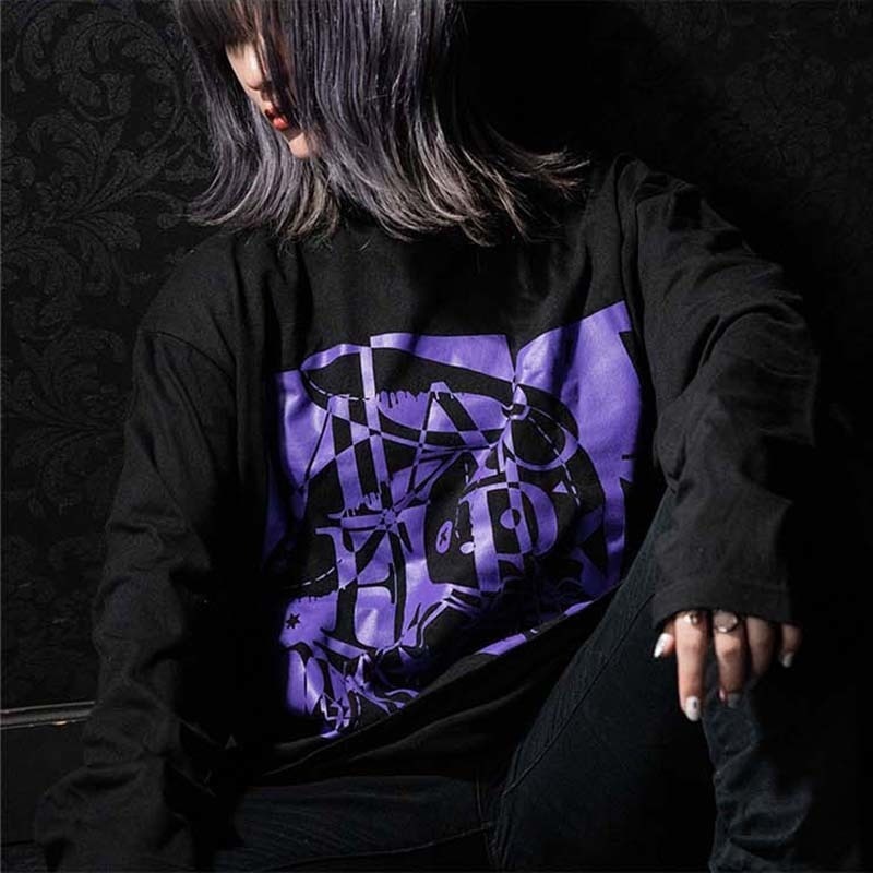 ★セール対象★ 送料無料 MASTER PRISM マスタープリズム USAGI×BLACK×PURPLE ウサギ×ブラック×パープル 黒 ブラック ロンT ロングTシャツ トップス ビッグサイズ ビッグシルエット 大きめ ゆったり XL おしゃれ かわいい 兎 ウサギ オリジナル ブランド