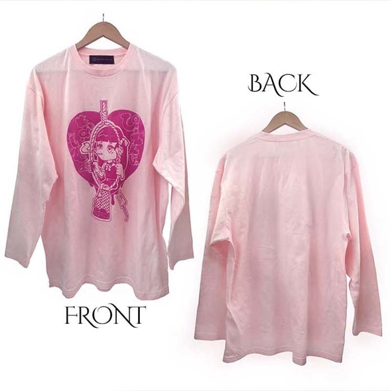 ★セール対象★ 送料無料 MASTER PRISM マスタープリズム ぴえんじゃないんよ ぴえん プリントTシャツ ピンク ライトピンク ロンT ロングTシャツ トップス ビッグサイズ ビッグシルエット 大きめ ゆったり XL おしゃれ かわいい 女の子 キュート 地雷系 ぴえん系 オリジナル ブランド