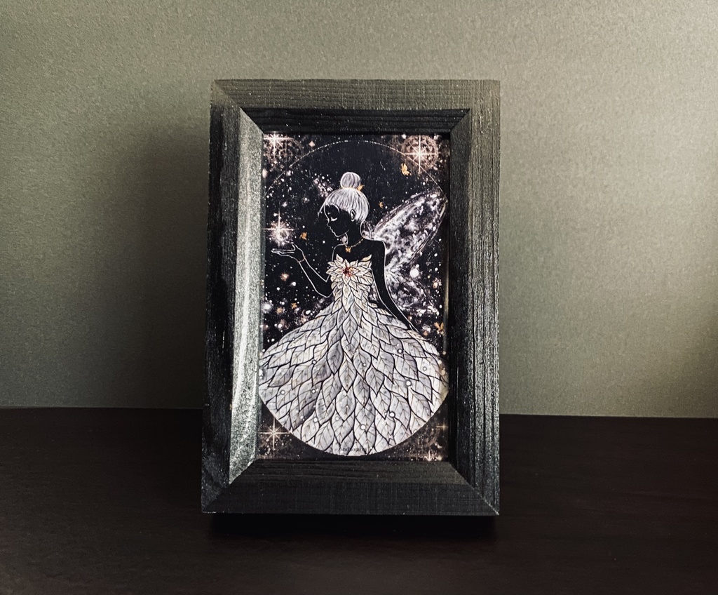 ミニ額複製イラスト「白葉のドレス」（額付き）