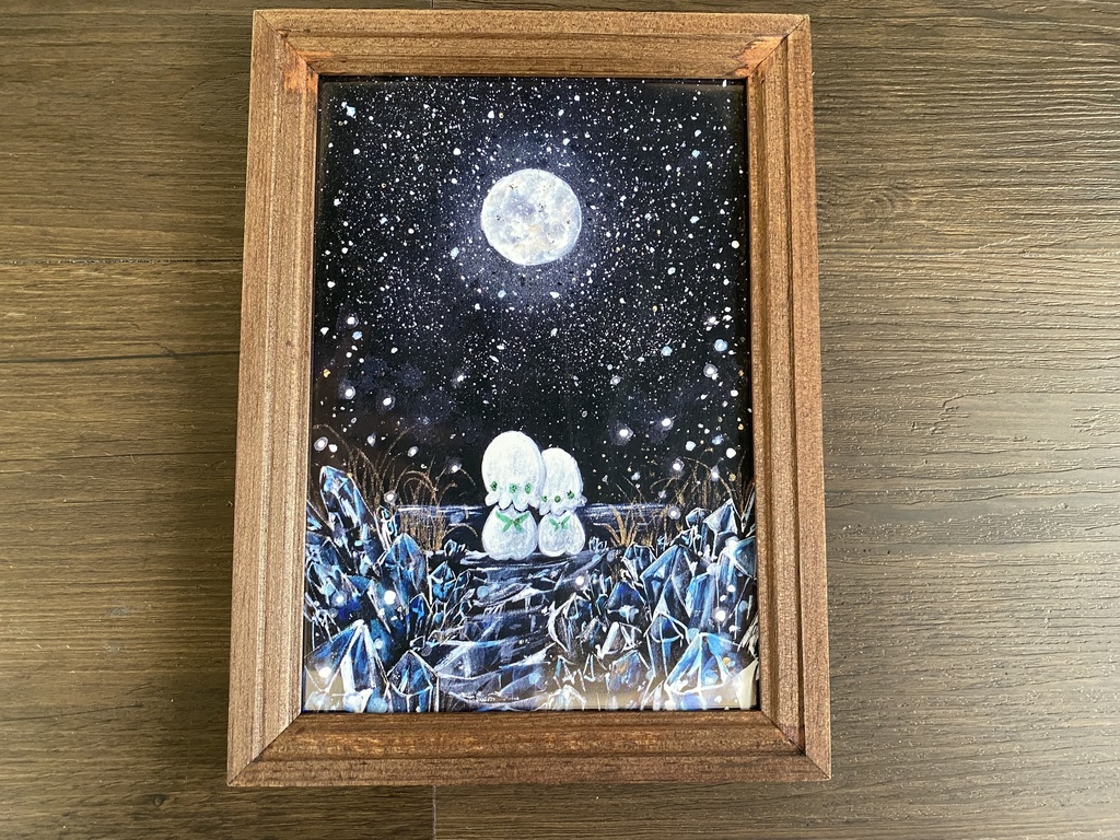 幸せな時間・A5複製イラスト（額付き）