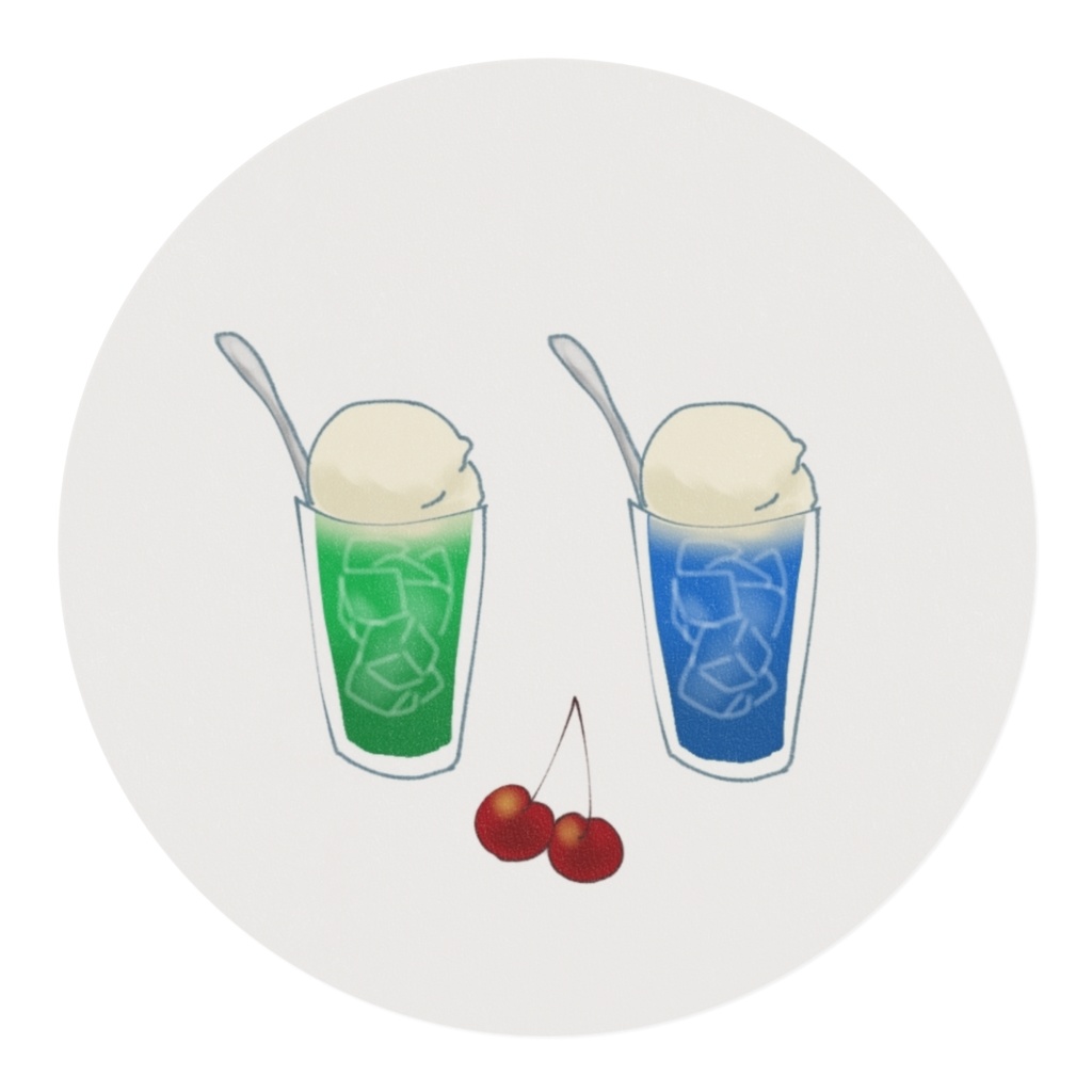 クリームソーダとサクランボのマスキングテープ グリーン×ブルー