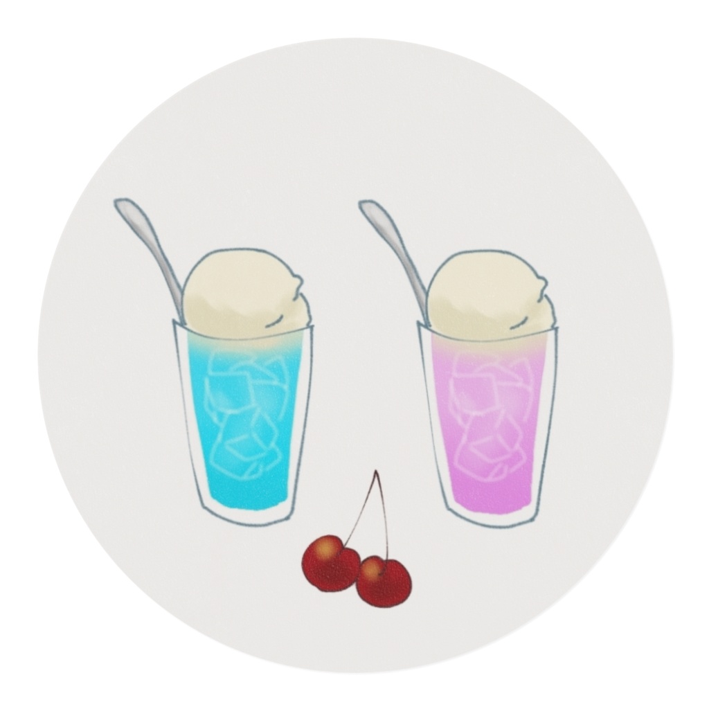 クリームソーダとサクランボのマスキングテープ 水色×ピンク