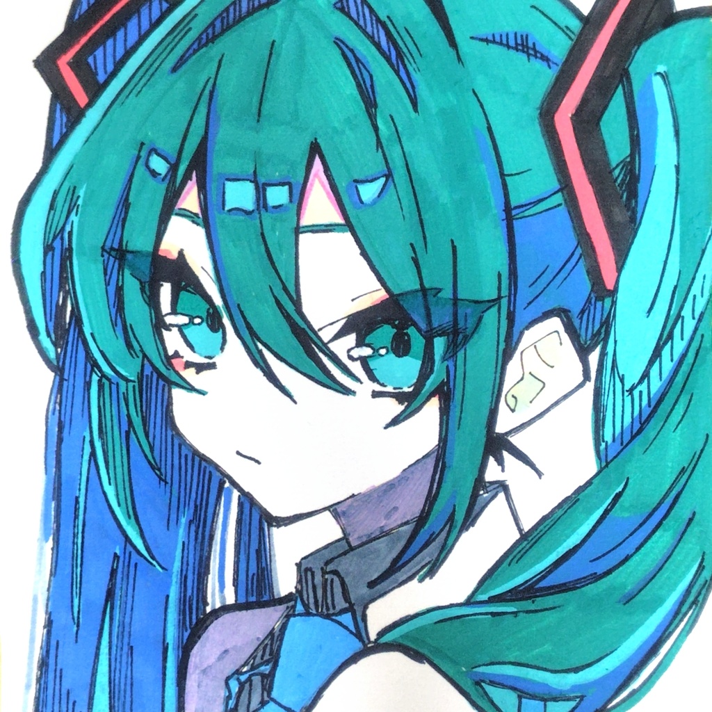初音ミク 色紙原画