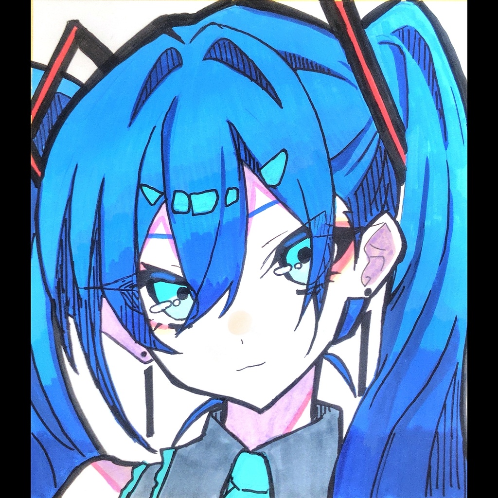 初音ミク 色紙原画