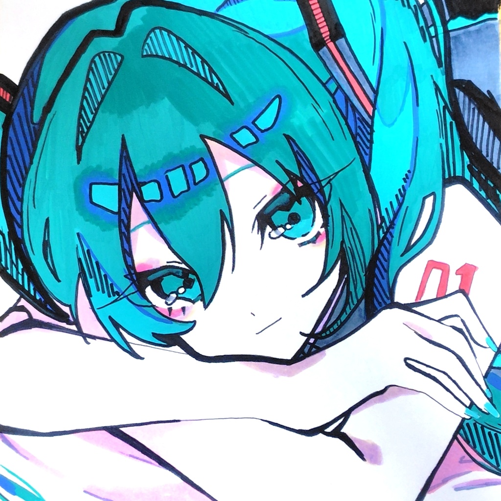 初音ミク 色紙原画