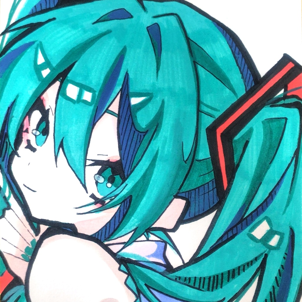 初音ミク 色紙原画