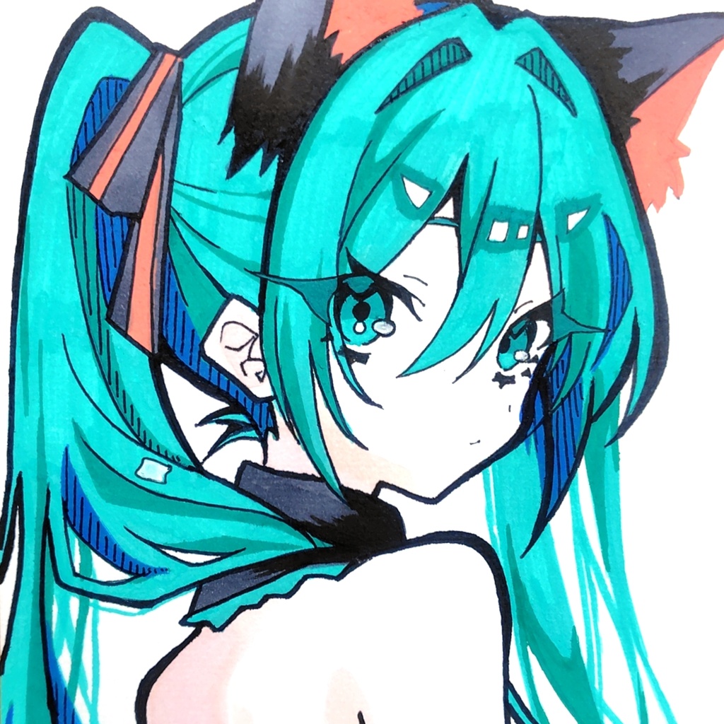 初音ミク 色紙原画