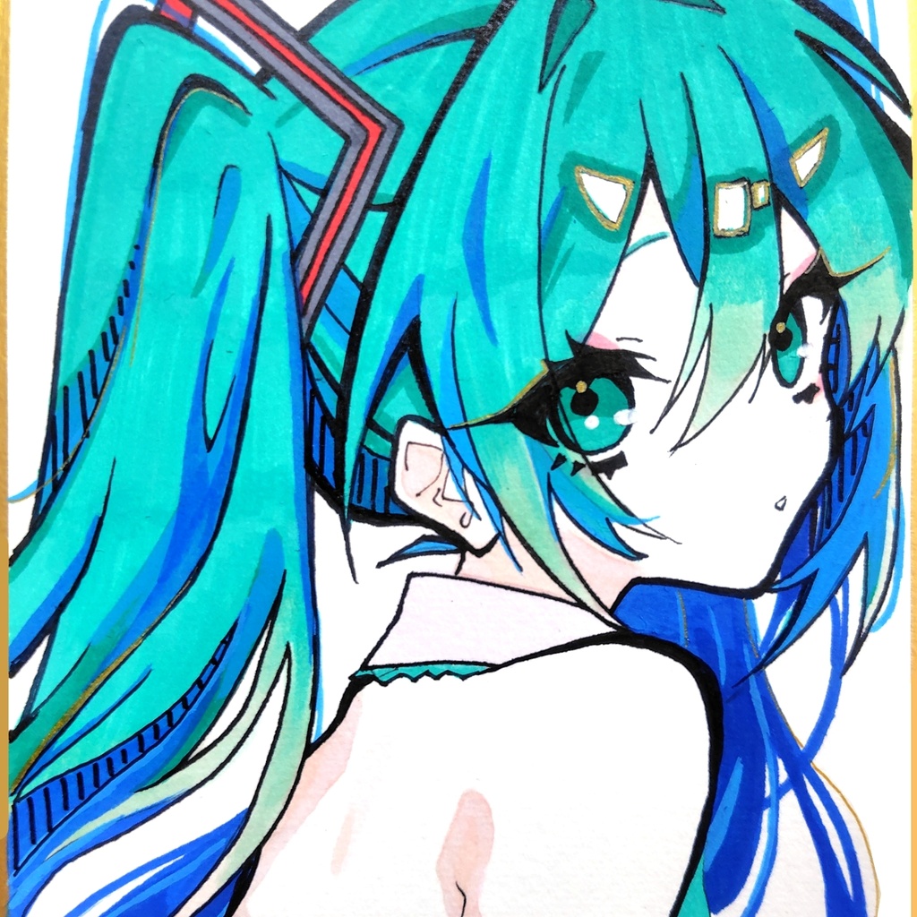 初音ミク 色紙原画