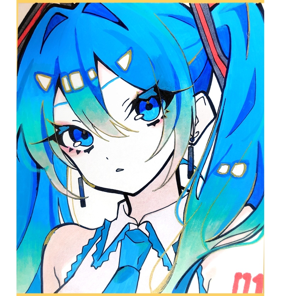 初音ミク 色紙原画