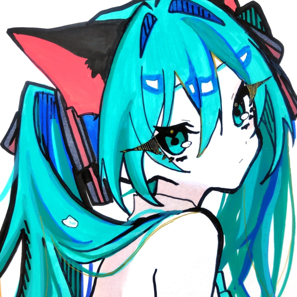 没まとめ③ 色紙原画 2枚 初音ミク