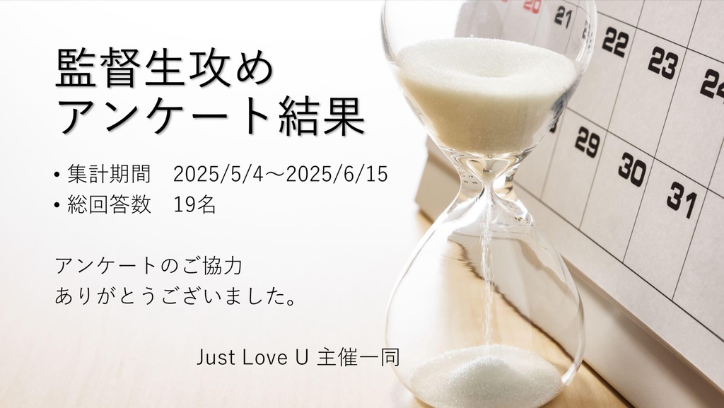 監督生攻めwebオンリー-Just Love U3- アンケート結果《全年齢版》