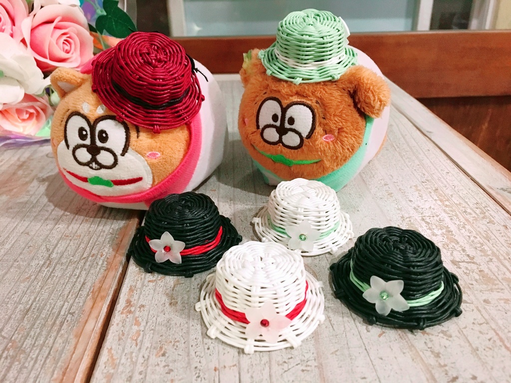 ぬいぐるみのお帽子~あか&みどり~