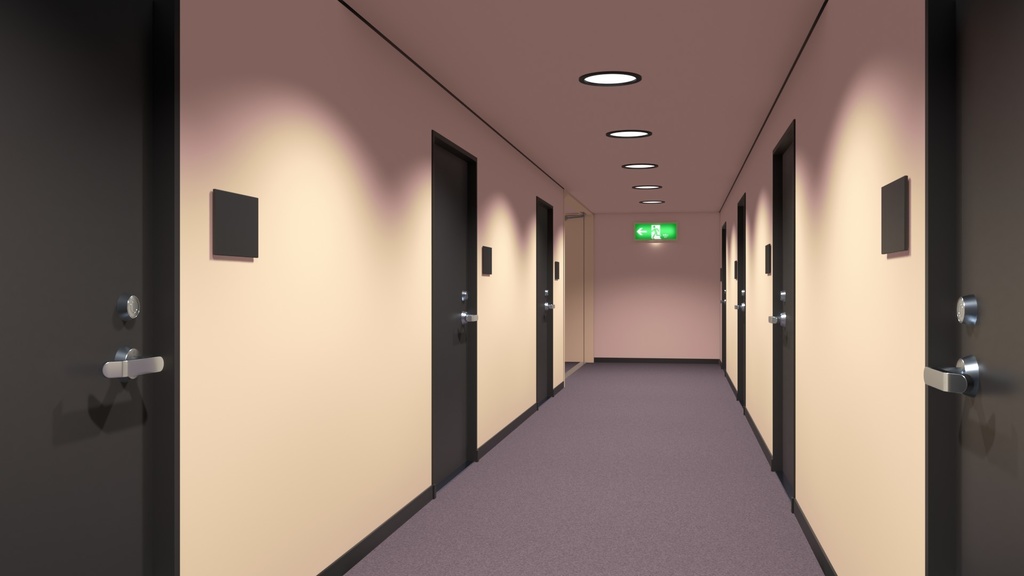 【3Dモデル】ホテルの廊下1(blender4.00・Eeveeレンダー)