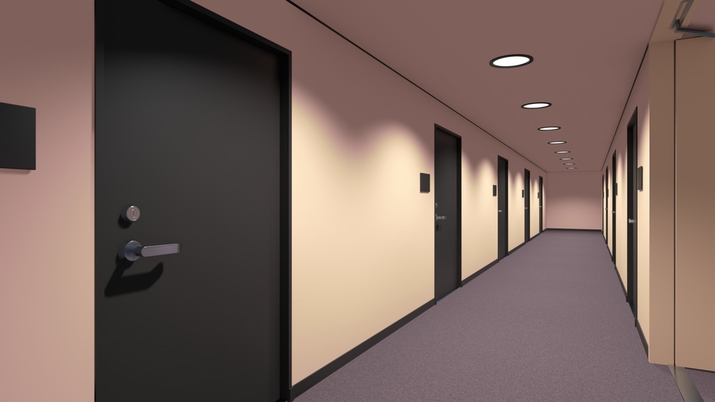 【3Dモデル】ホテルの廊下1(blender4.00・Eeveeレンダー)