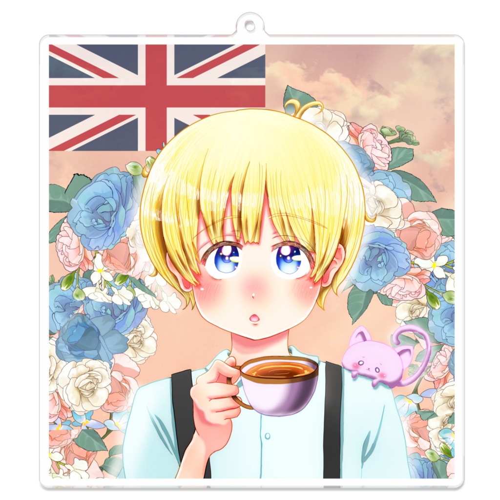紅茶を飲むイギリス風美少年