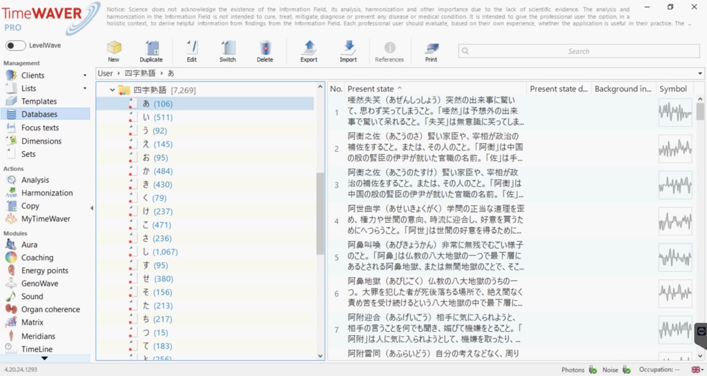 四字熟語データベース(日本語)ver1.1【タイムウェーバーデータベース】