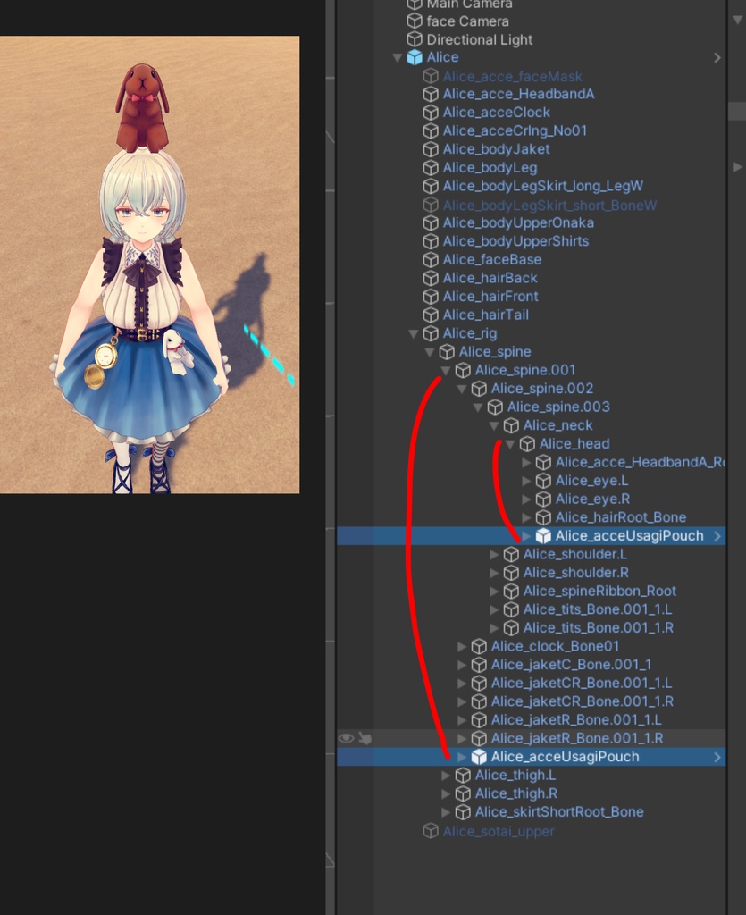 Aliceのうさぎポーチ