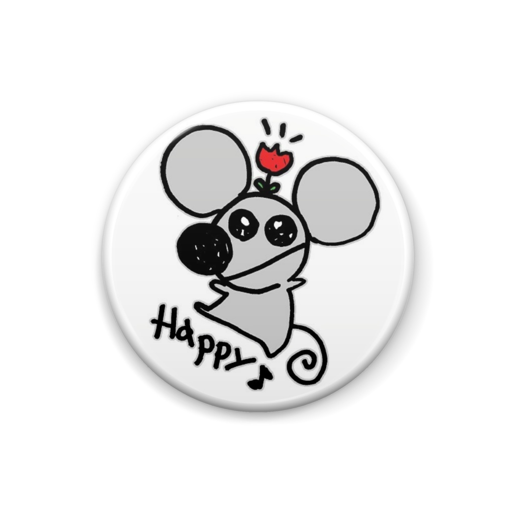 HAPPYねずみん缶バッチ