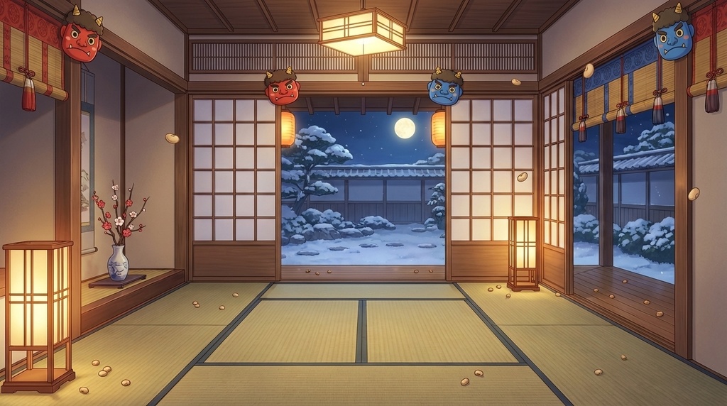 【ループ対応】動く節分背景素材