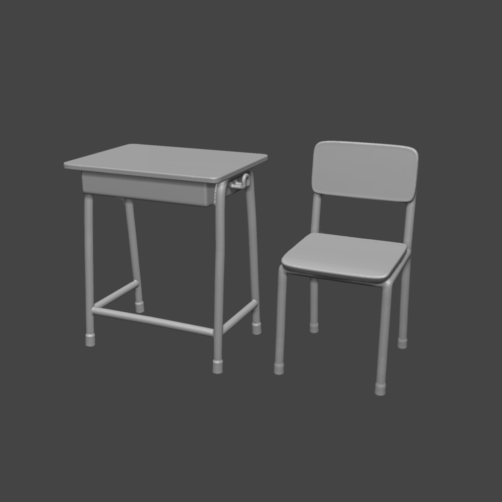 1/10スケール 学校の机+椅子セット ミニチュア用 3Dデータ