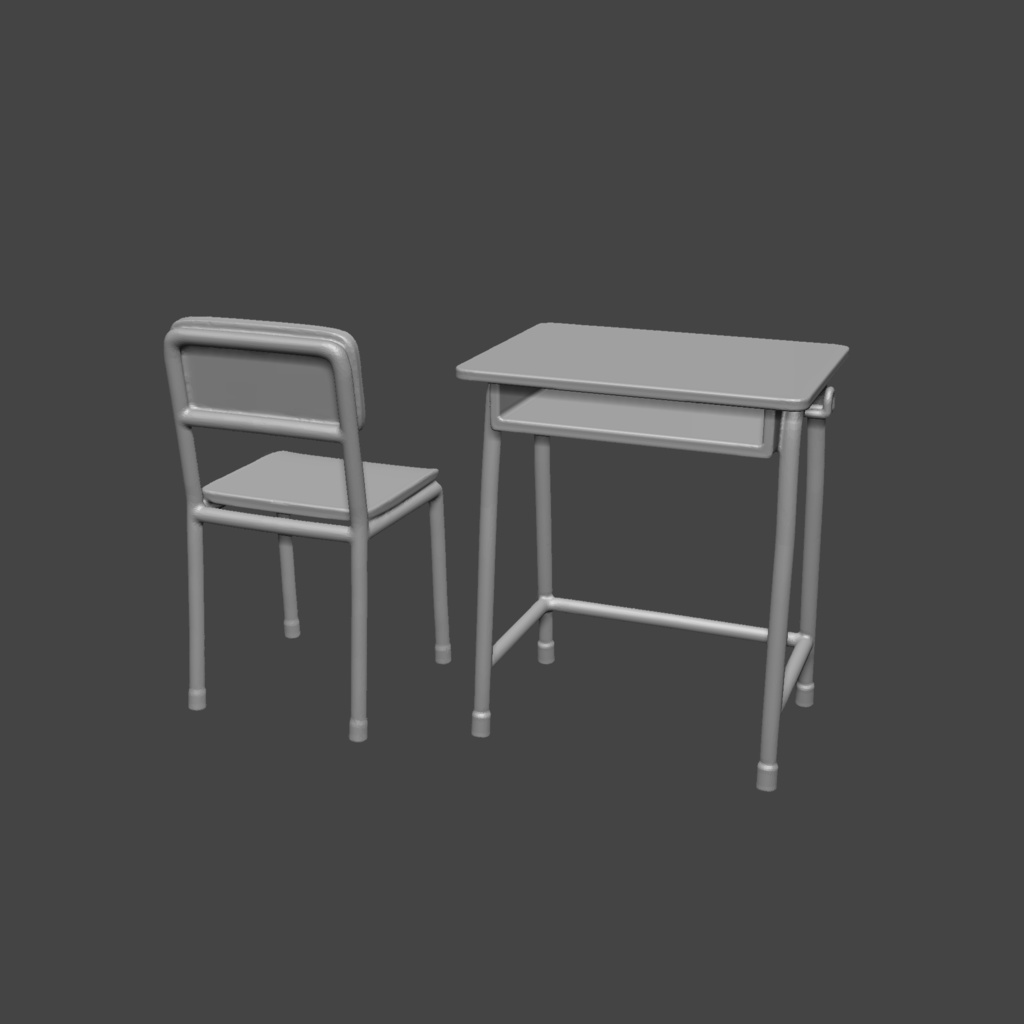 1/10スケール 学校の机+椅子セット ミニチュア用 3Dデータ