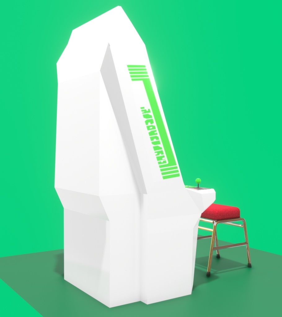 アーケード筐体・ゲーセン椅子セット3DCGモデル【画面差し替え可能】